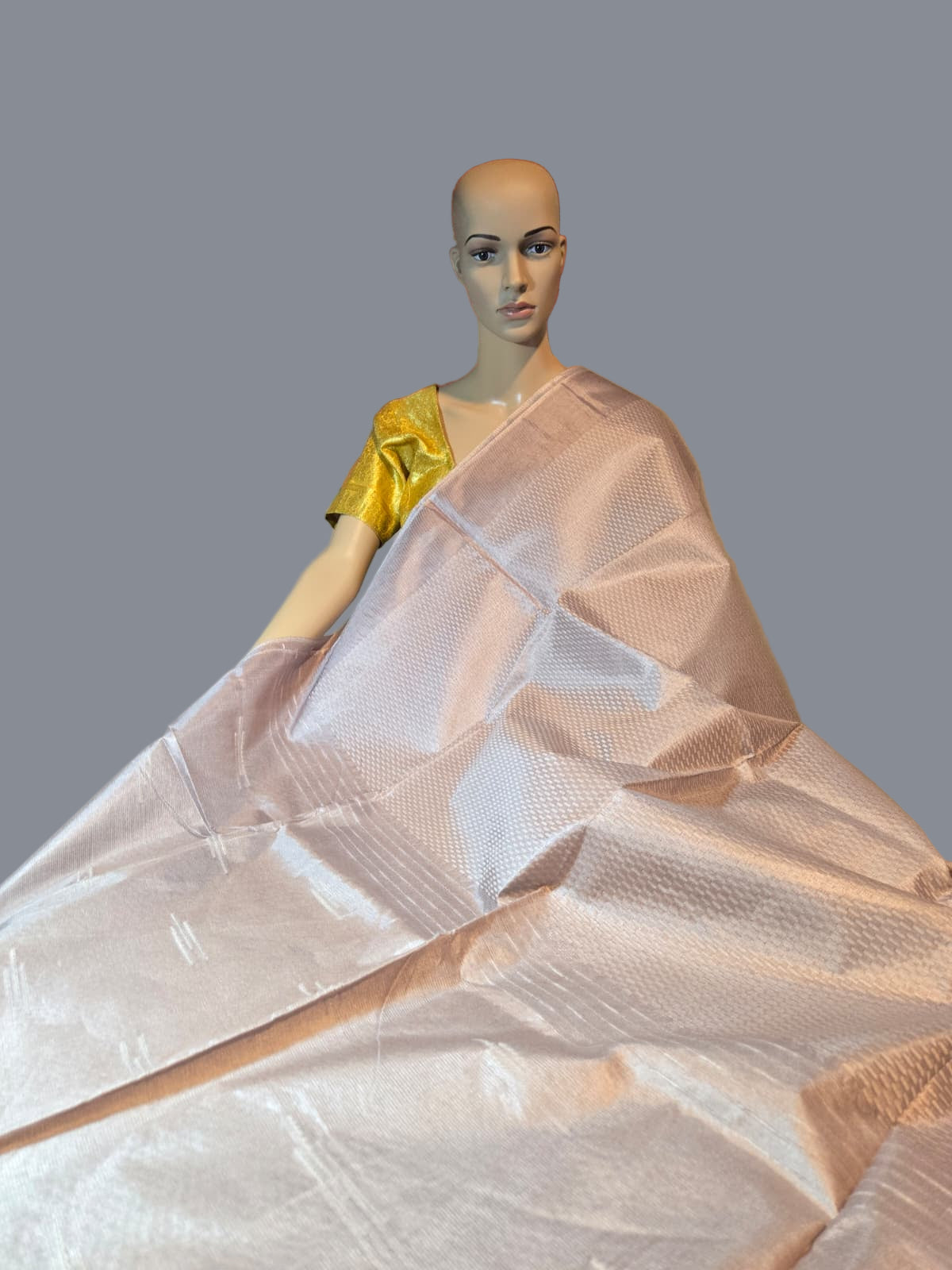 Allover Stitch Elegant Tussar Silk Saree Ship from USA in Light Lavender | Pure Tussar Silk Saree | Pastel Color Silk Saree for Wedding & Festive Wear