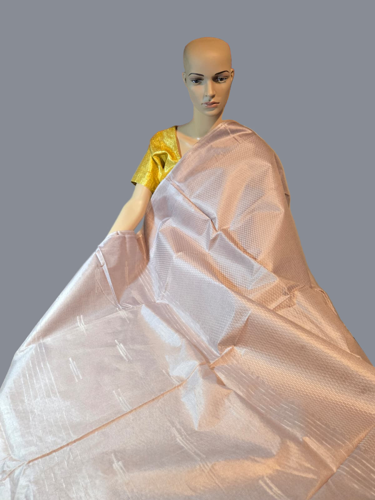 Allover Stitch Elegant Tussar Silk Saree Ship from USA in Light Lavender | Pure Tussar Silk Saree | Pastel Color Silk Saree for Wedding & Festive Wear