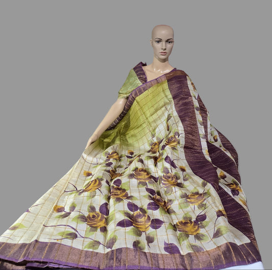 Buy Pure Tussar Gacchi Handloom Silk Saree Buy Saree from USA Green with Silk Mark
