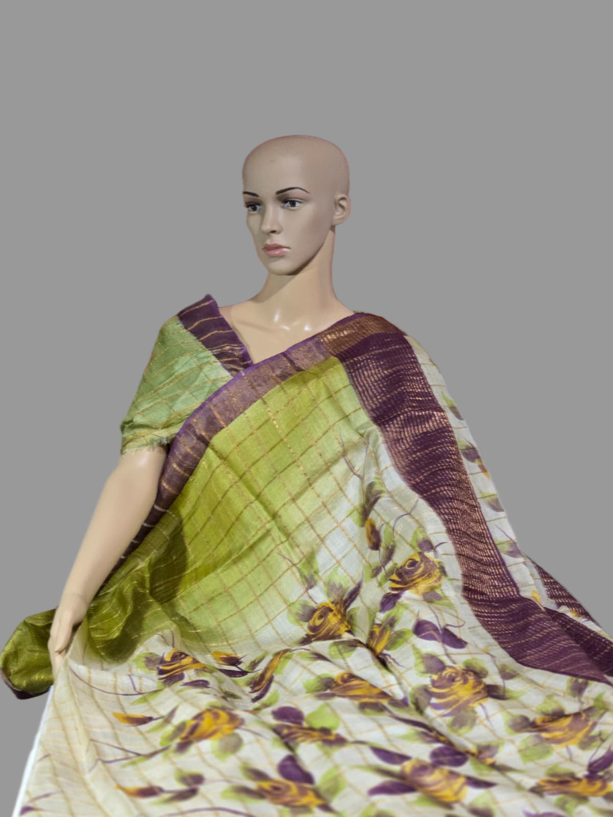 Buy Pure Tussar Gacchi Handloom Silk Saree Buy Saree from USA Green with Silk Mark