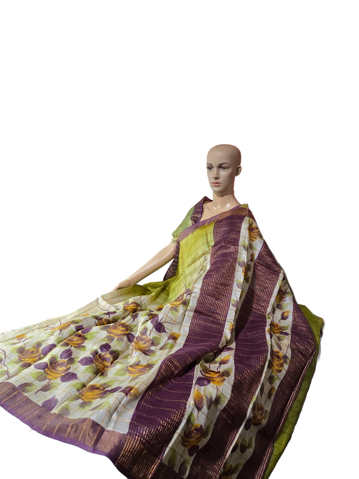 Buy Pure Tussar Gacchi Handloom Silk Saree Buy Saree from USA Green with Silk Mark