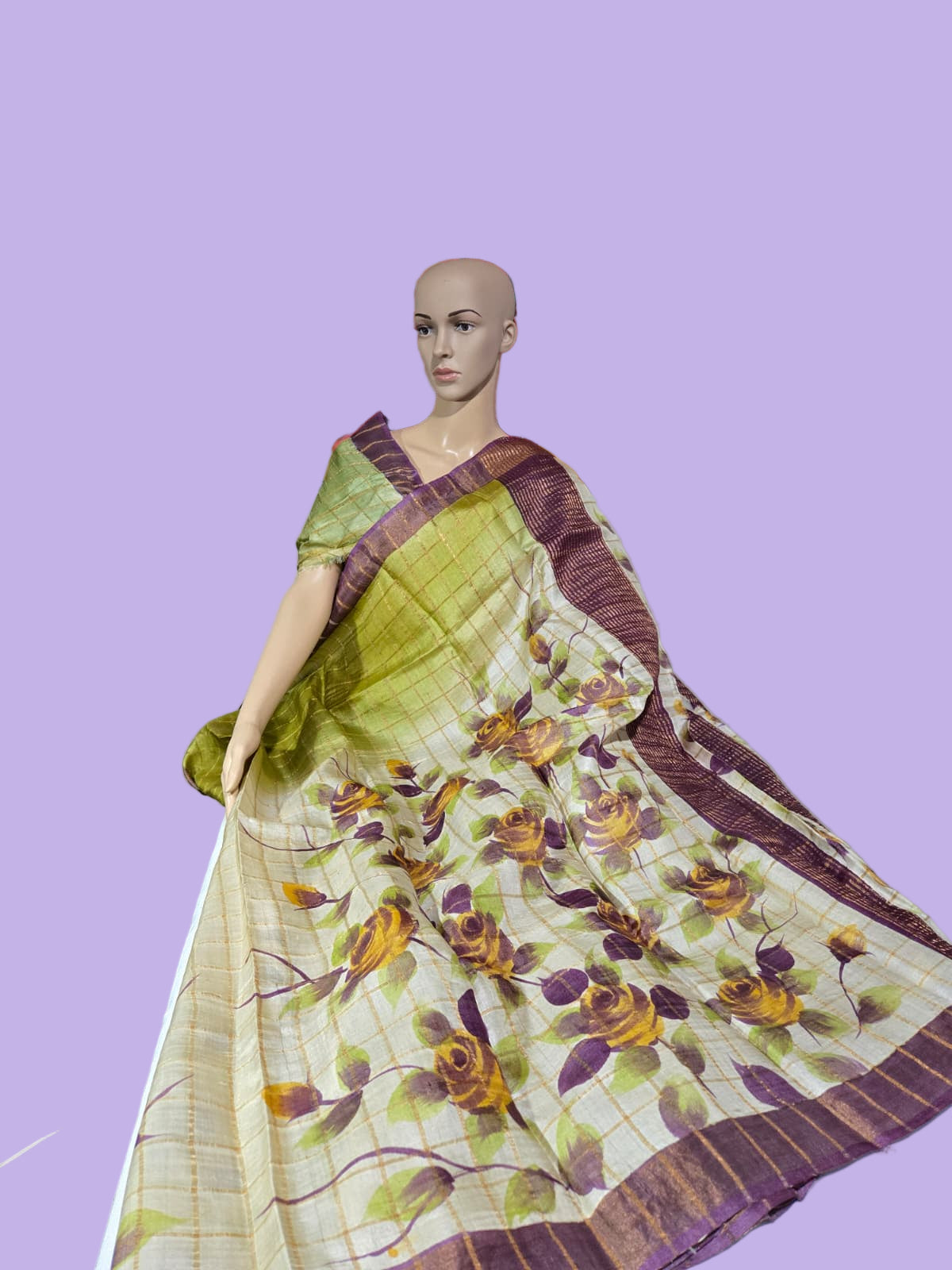 Buy Pure Tussar Gacchi Handloom Silk Saree Buy Saree from USA Green with Silk Mark