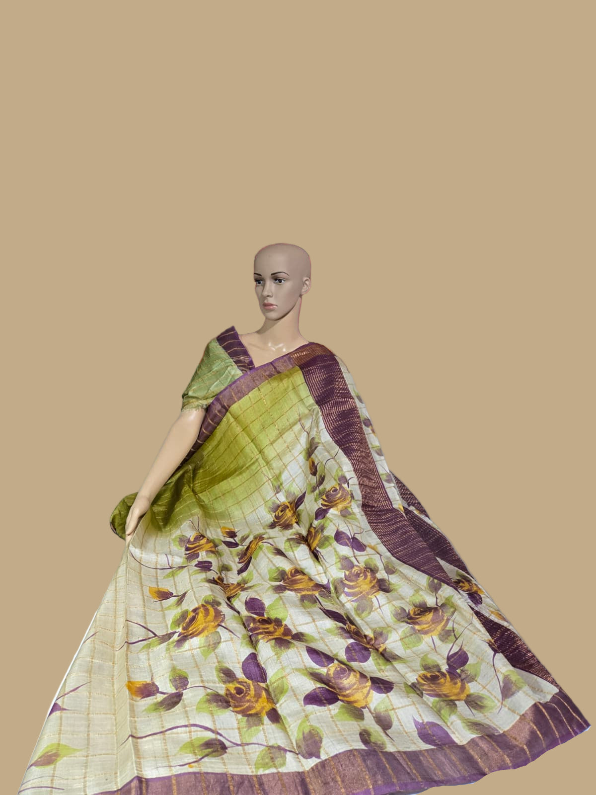 Buy Pure Tussar Gacchi Handloom Silk Saree Buy Saree from USA Green with Silk Mark