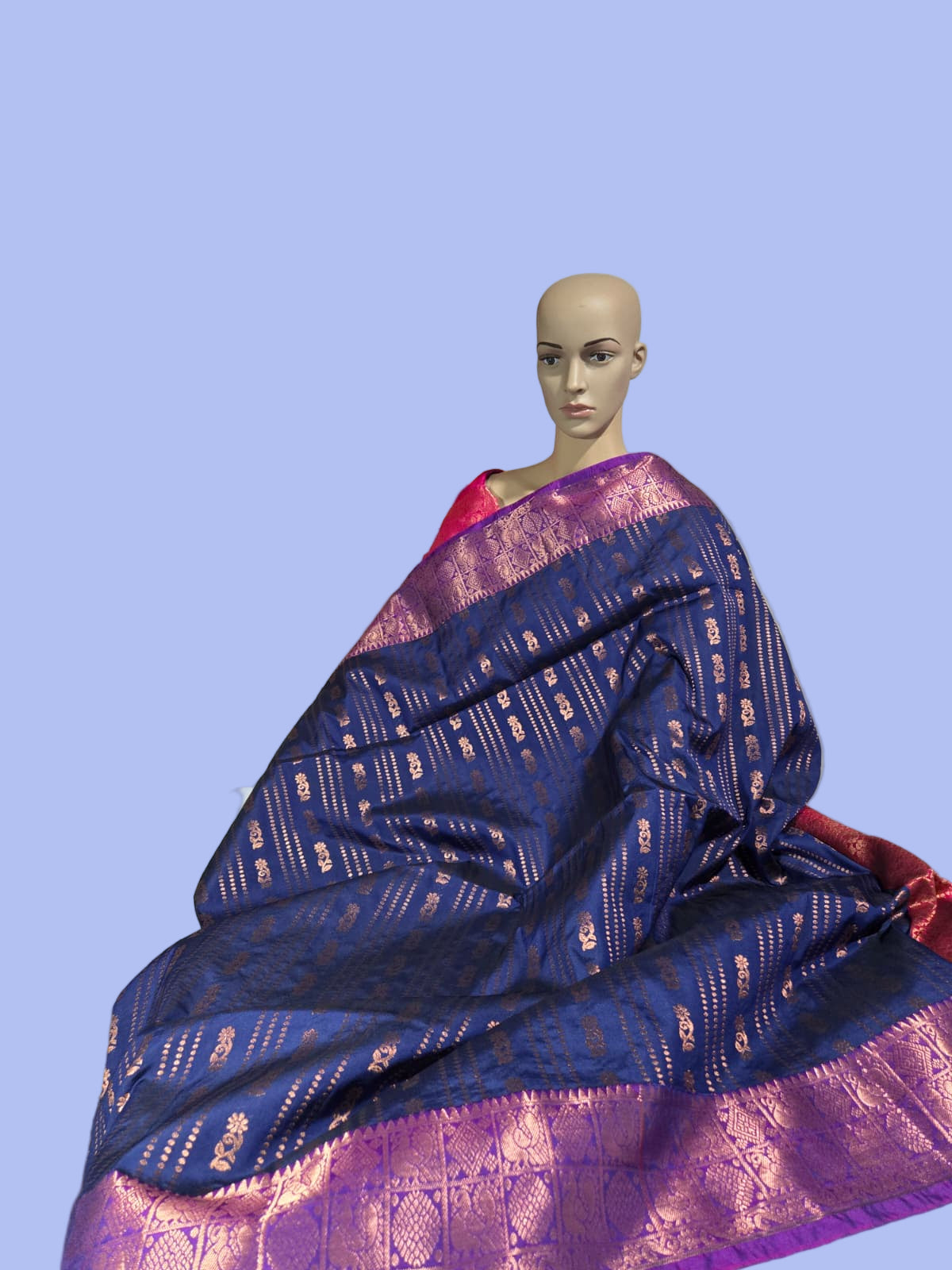Elegant Semi Kanjeevaram Soft Silk Saree | Buttis Work & Contrast Pallu Online