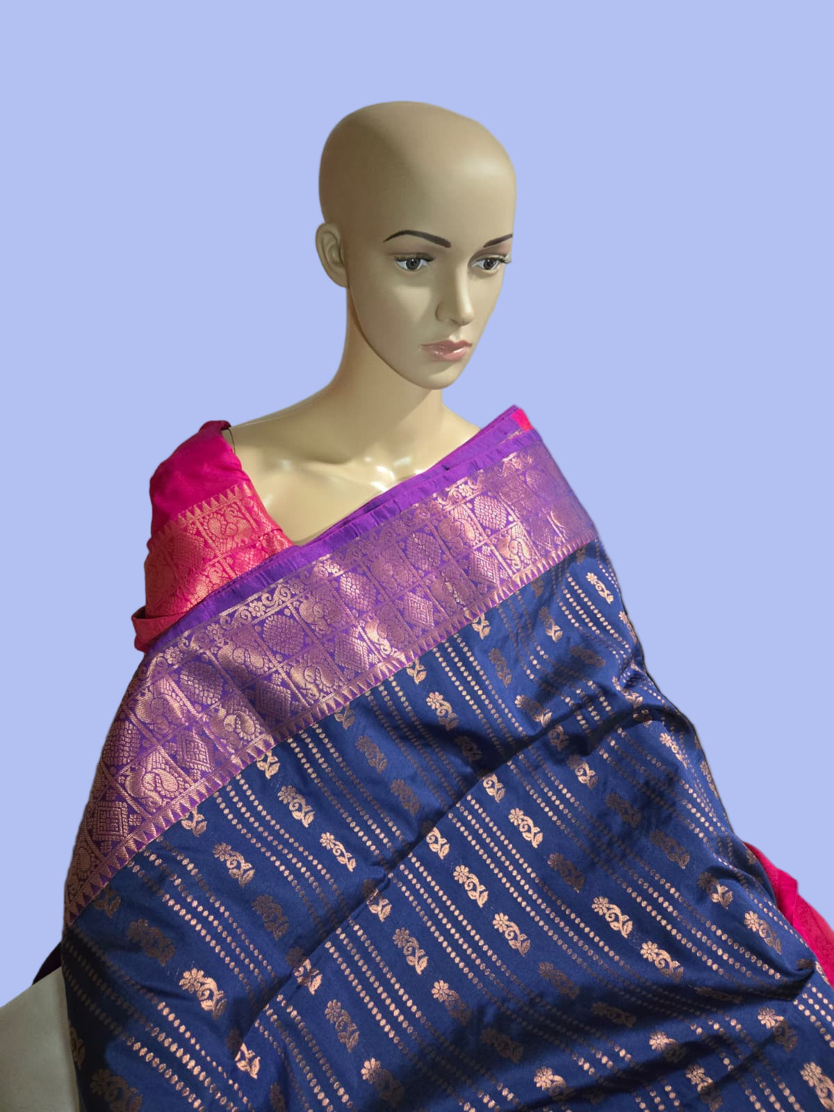 Elegant Semi Kanjeevaram Soft Silk Saree | Buttis Work & Contrast Pallu Online