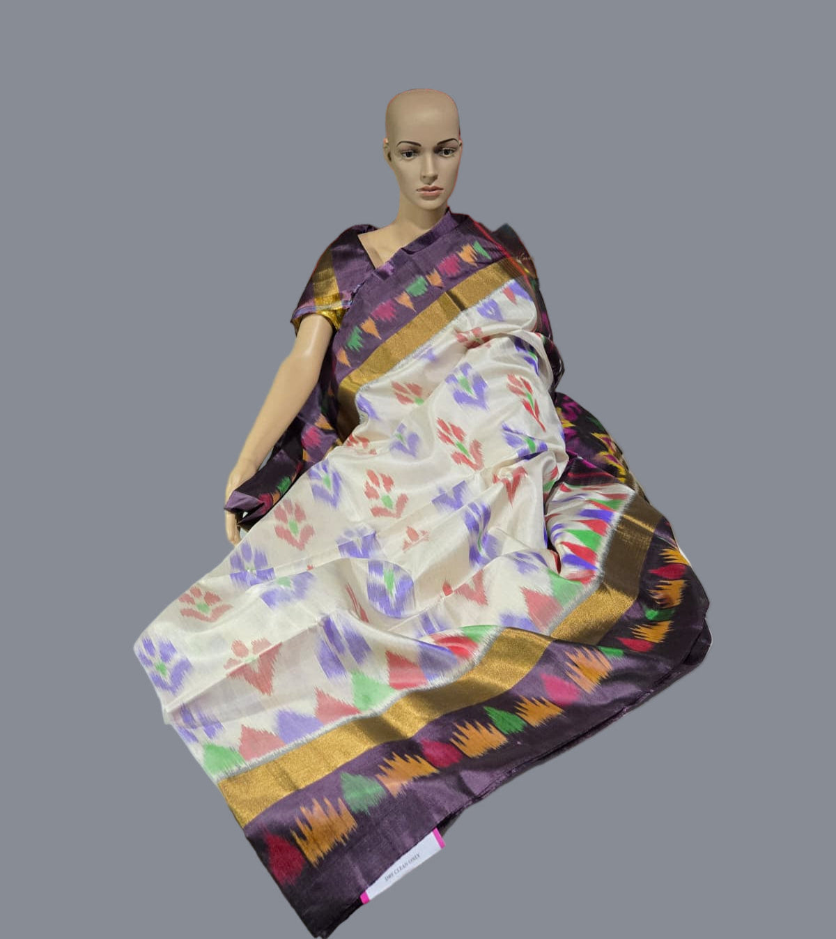 Pure Pattu Soft Silk Double Wrap Pochampalli Pure Silk Saree – Traditional Handwoven Elegance