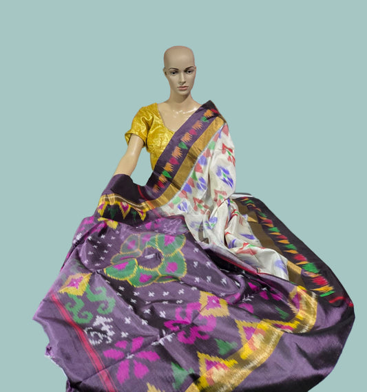 Pure Pattu Soft Silk Double Wrap Pochampalli Pure Silk Saree – Traditional Handwoven Elegance