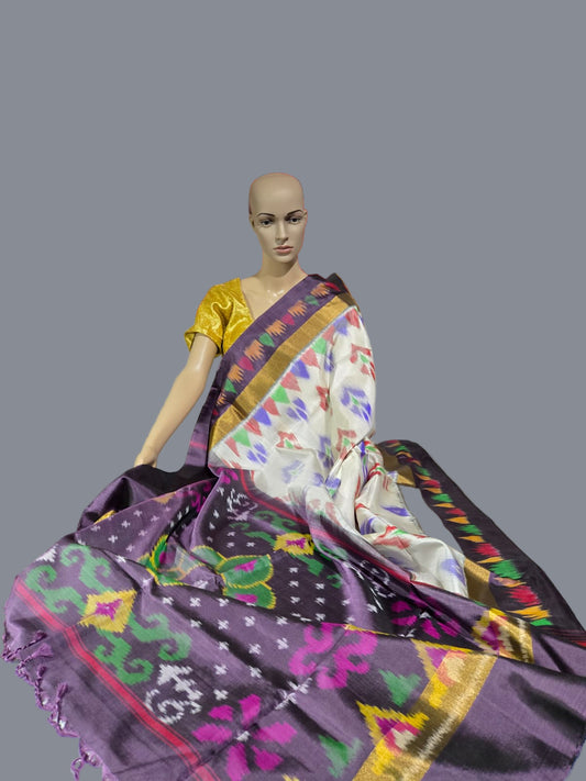 Pure Pattu Soft Silk Double Wrap Pochampalli Pure Silk Saree – Traditional Handwoven Elegance