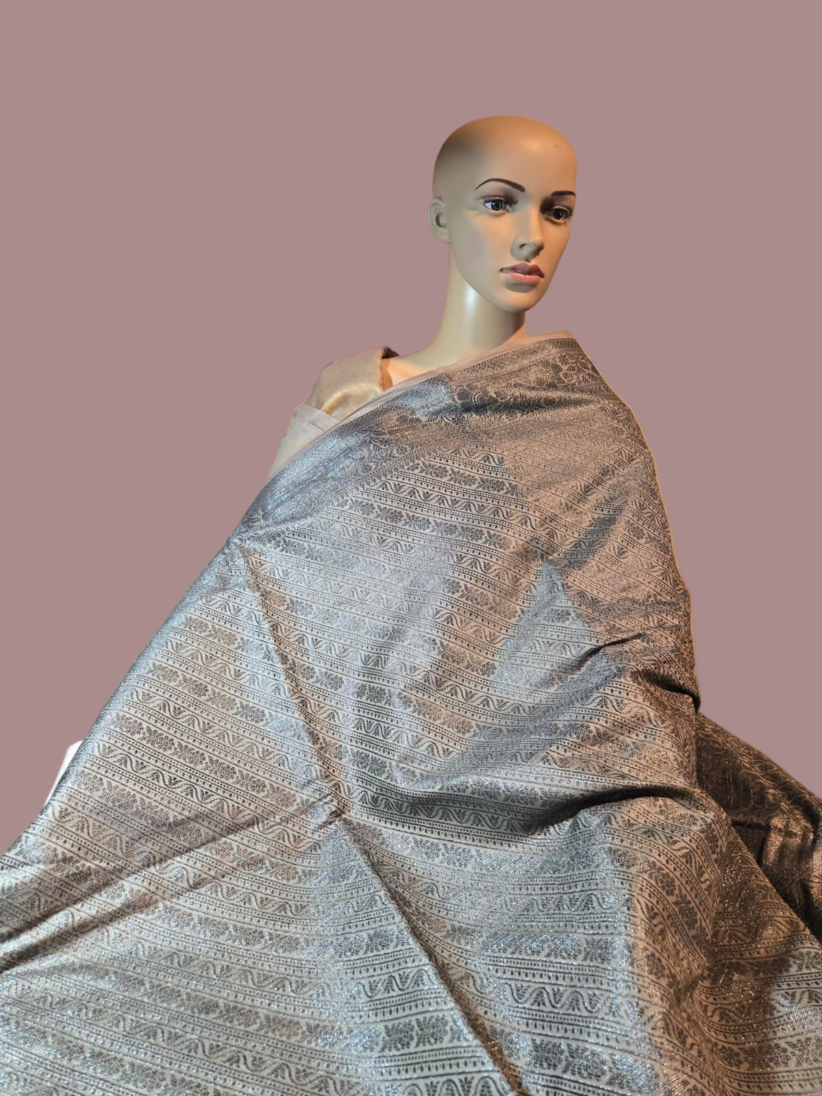 Light Grey Soft Georgette Banarasi Silk Saree beautiful work all over body