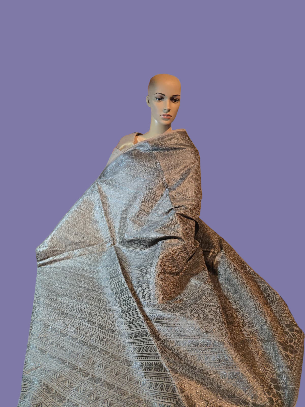 Light Grey Soft Georgette Banarasi Silk Saree beautiful work all over body