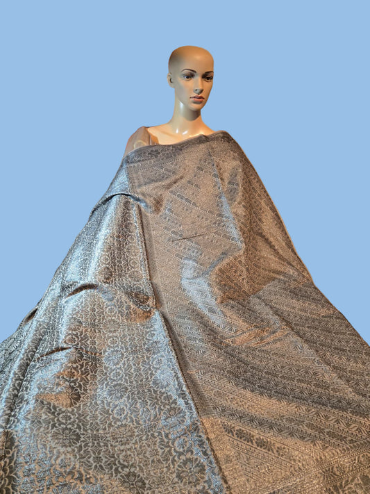 Light Grey Soft Georgette Banarasi Silk Saree beautiful work all over body