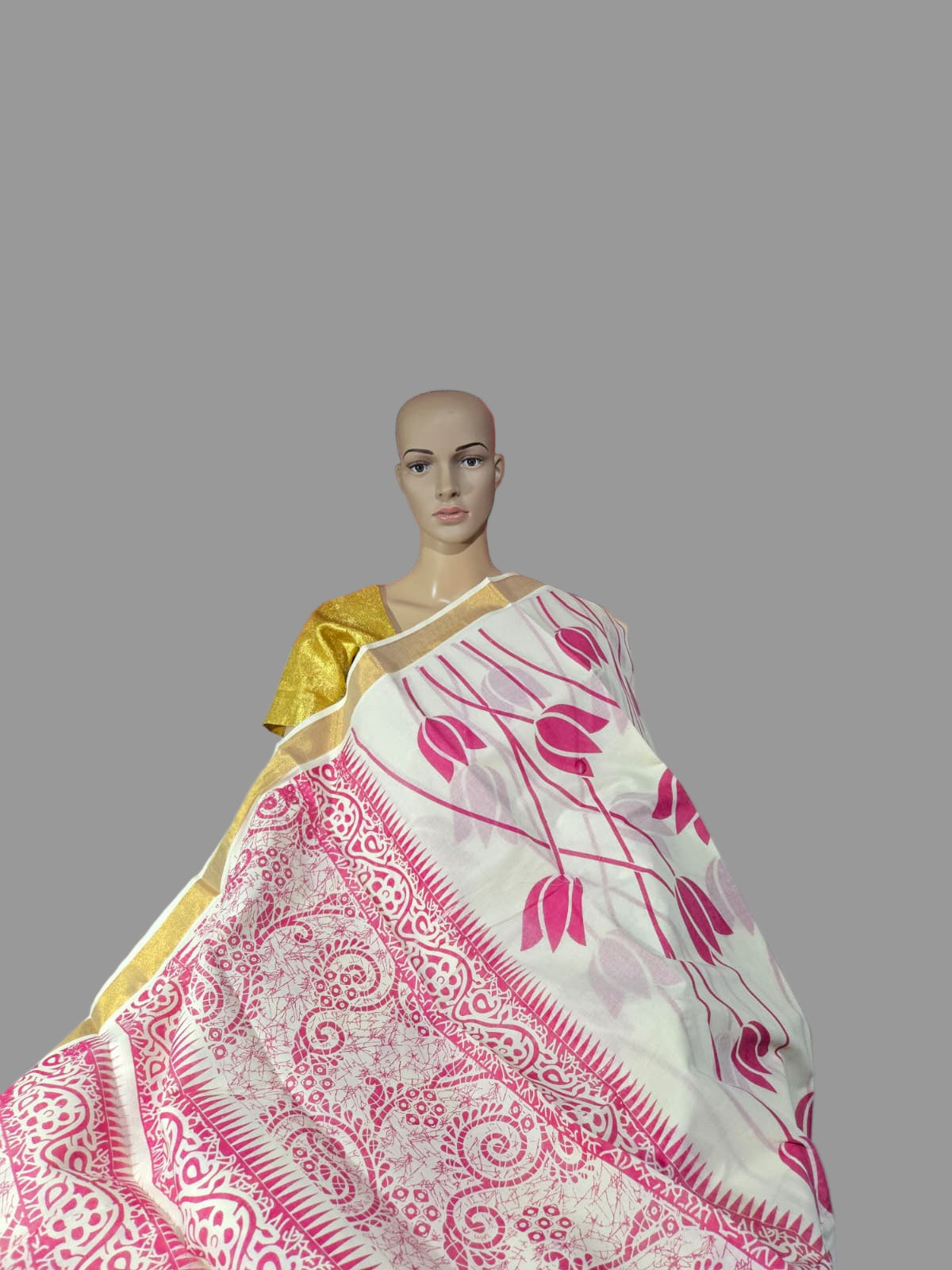 Traditional Indian Saree USA | Pure Cotton Sarees Buy from USA  – Pure cotton saree with blouse | Lotus Print Saree
