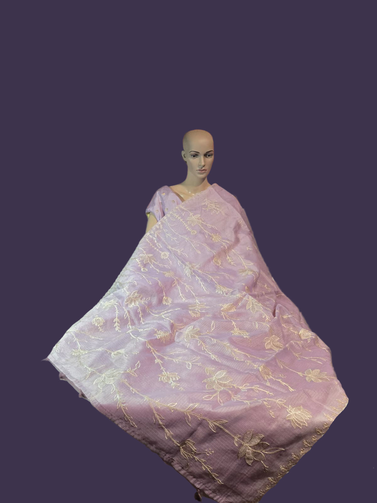 Exclusive Kota Silk Saree Appliqué Work – Buy Silky Kotta Saree with Thread Work & Chanderi Blouse – Ships from USA
