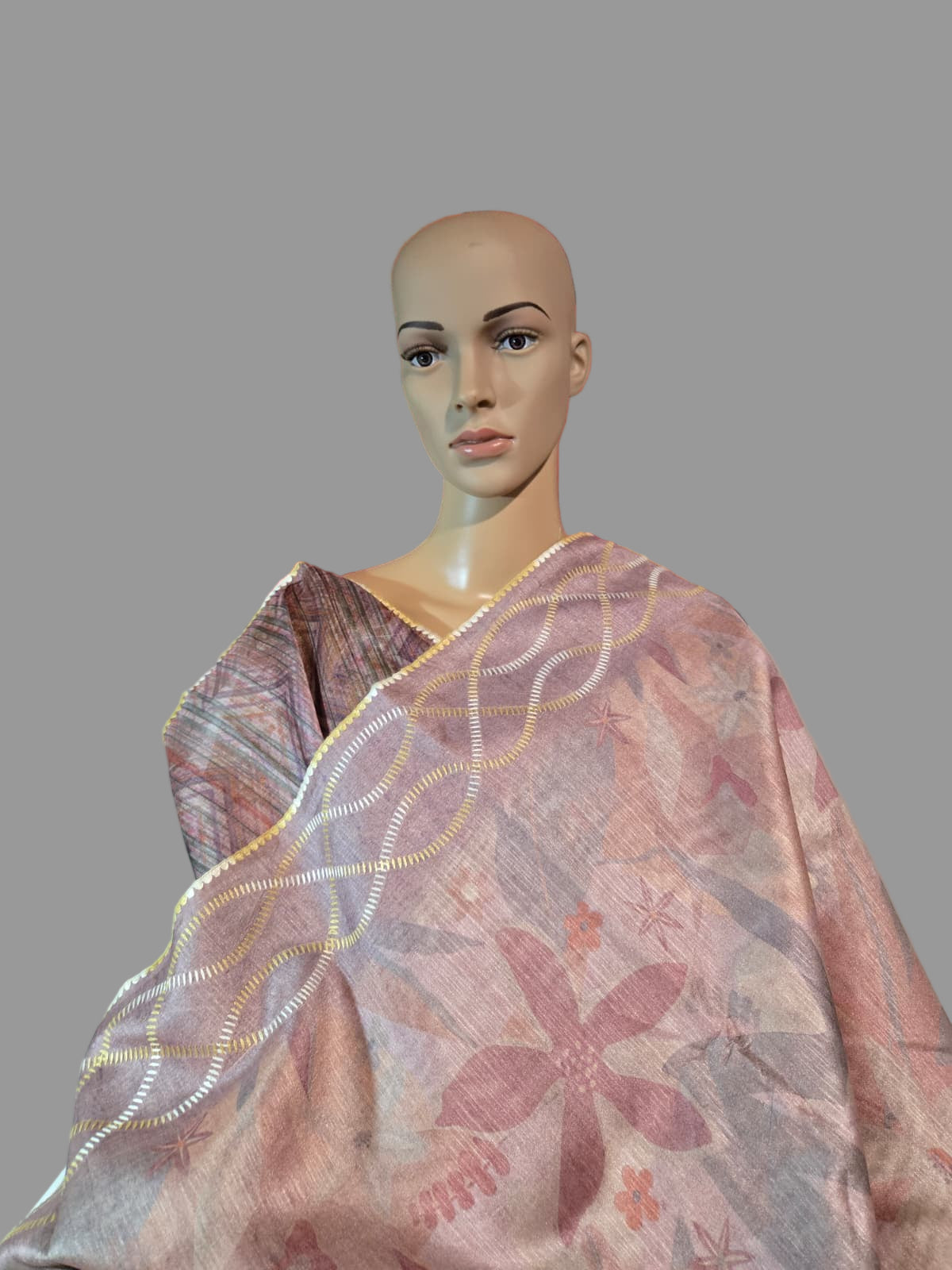 USA Shipping Buy Lavender Color Semi-Silk Saree with Digital Print & Beautiful Crochet Border