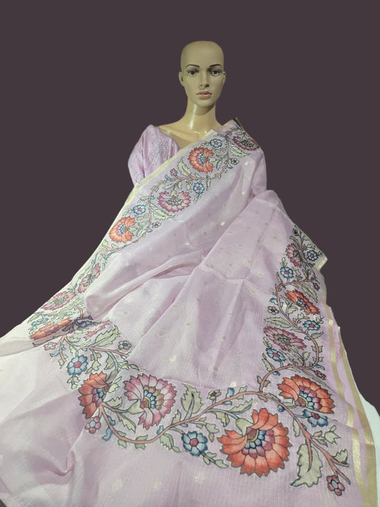 Exclusive Kota Silk Saree with Banarasi Buta & Kalamkari Appliqué – Luxury Indian Saree USA