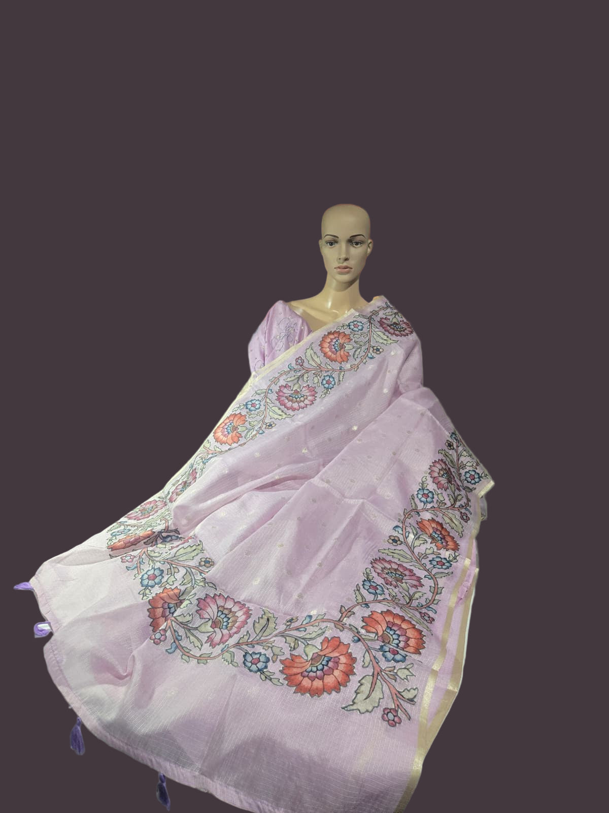 Exclusive Kota Silk Saree with Banarasi Buta & Kalamkari Appliqué – Luxury Indian Saree USA