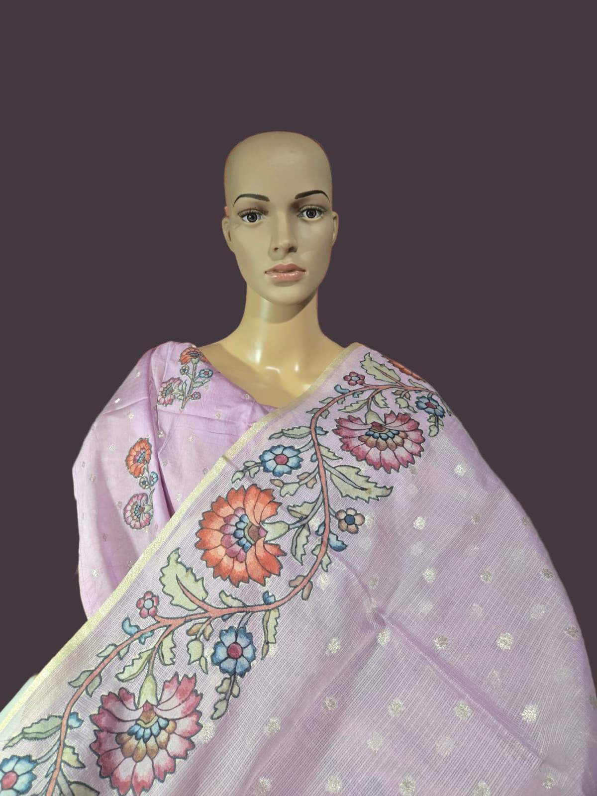 Exclusive Kota Silk Saree with Banarasi Buta & Kalamkari Appliqué – Luxury Indian Saree USA