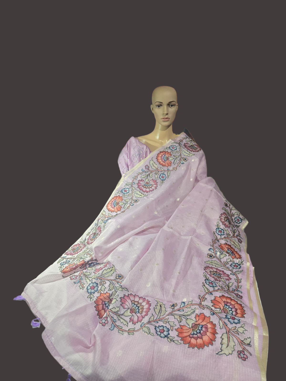 Exclusive Kota Silk Saree with Banarasi Buta & Kalamkari Appliqué – Luxury Indian Saree USA