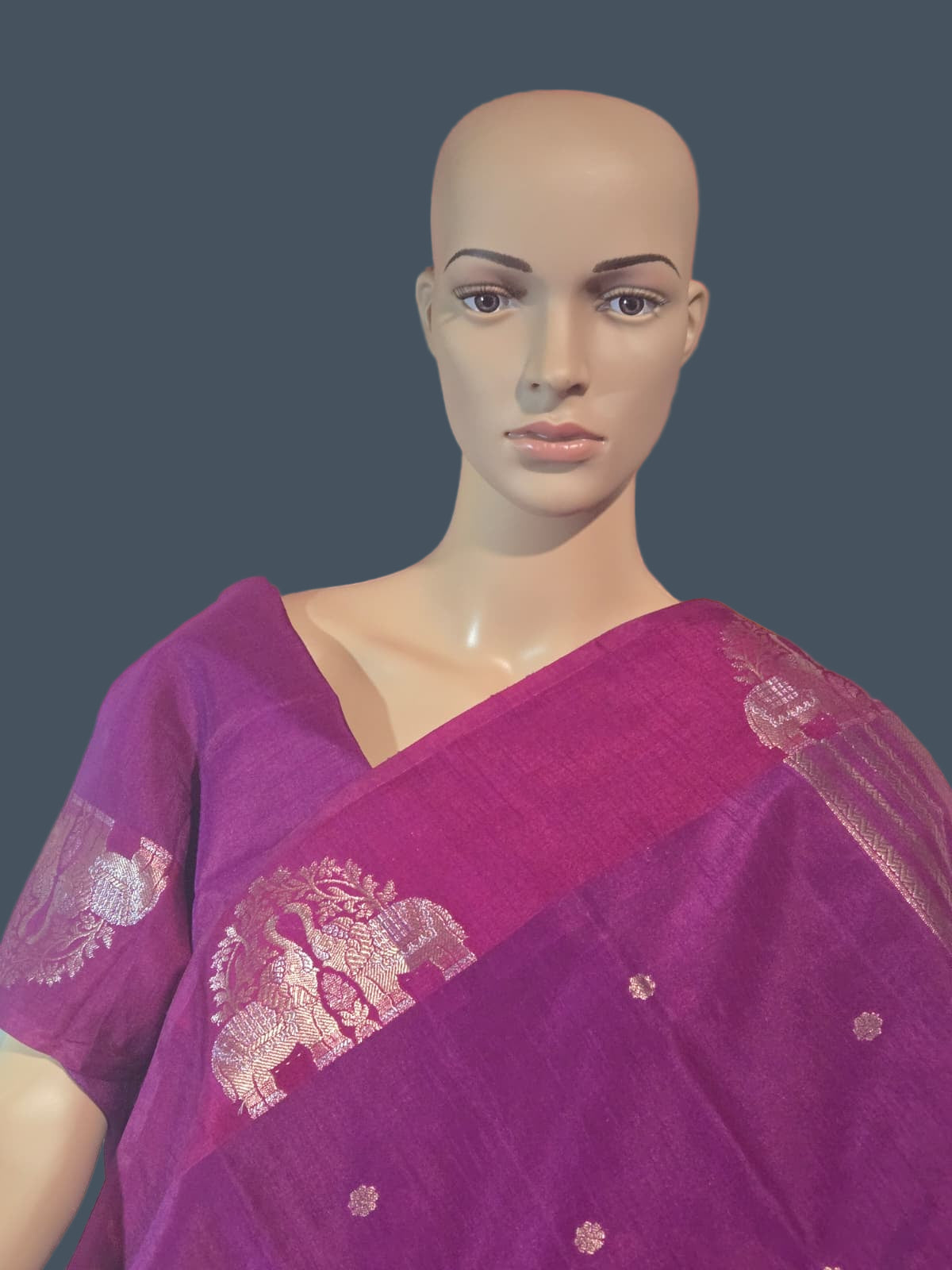 Soft Silk Saree with Zari-Woven Buttas & Elephant Design Border Purple | Elegant Wedding & Festive Saree – Fast Shipping from USA