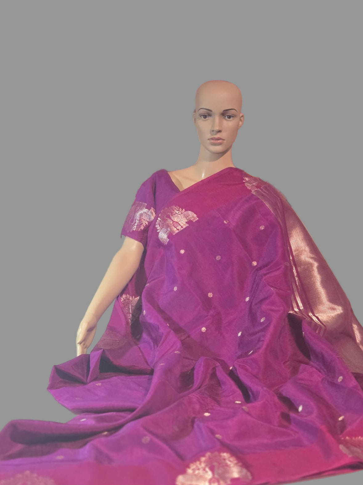 Soft Silk Saree with Zari-Woven Buttas & Elephant Design Border Purple | Elegant Wedding & Festive Saree – Fast Shipping from USA
