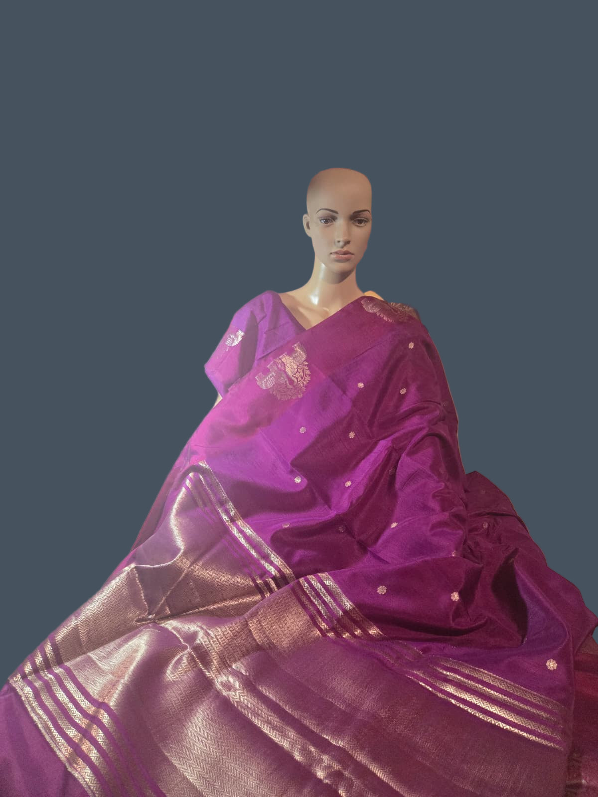Soft Silk Saree with Zari-Woven Buttas & Elephant Design Border Purple | Elegant Wedding & Festive Saree – Fast Shipping from USA