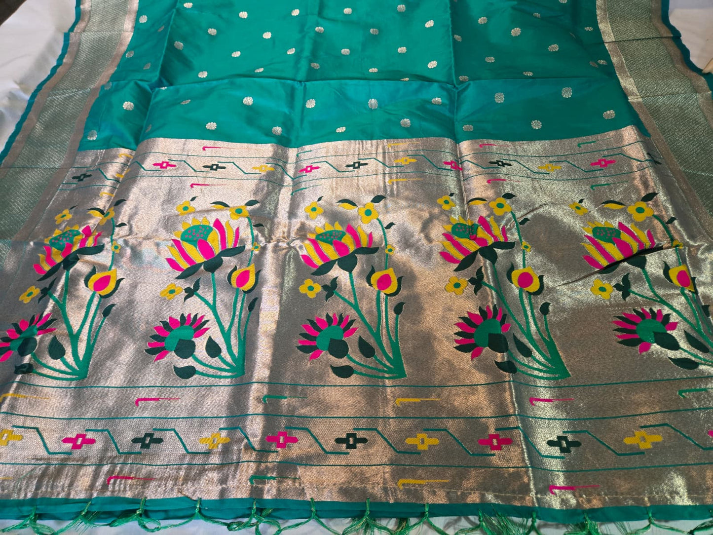 Ranisilks High Quality Paithani Silk Saree with Gold Zari Weaving & Tassel Pallu – Buy from USA