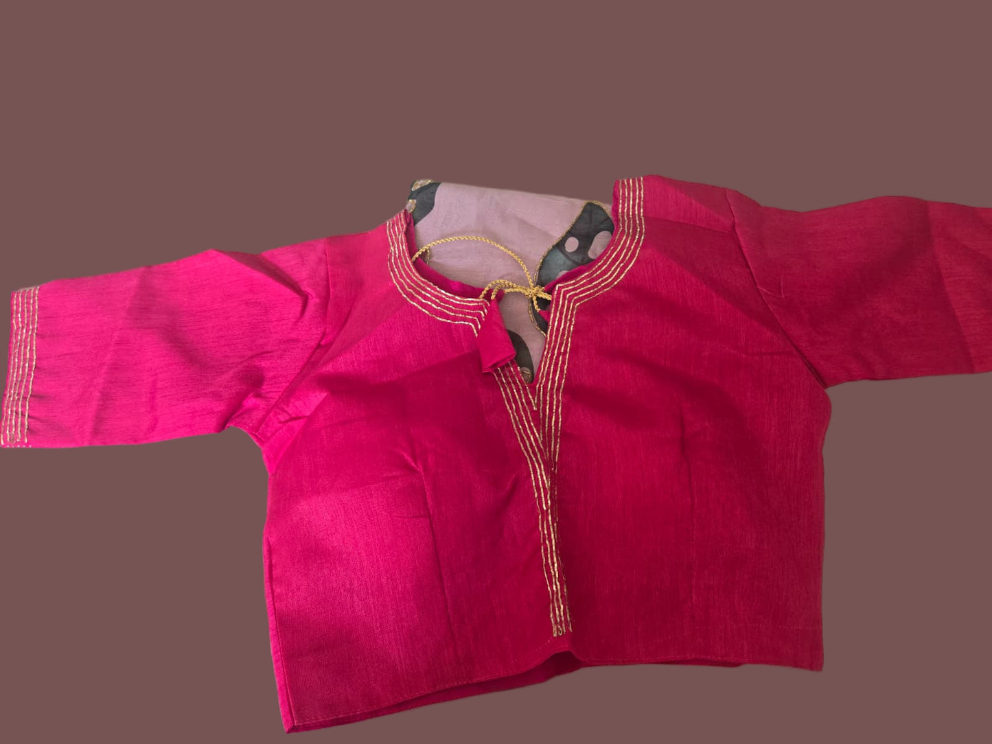 Tebby Embroidery Silk Saree with Stitched Blouse Buy from USA with Floral Print & Handwork Khatli Cutdana Border
