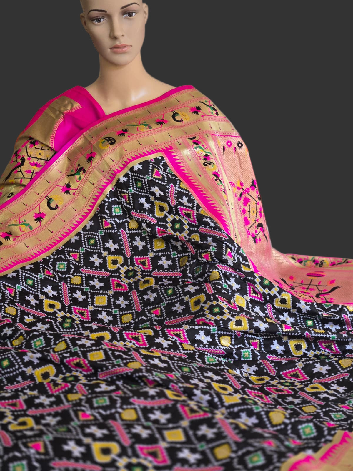 Kanchivaram Patola Pethani Silk Saree with Original Zari & Minakari Border – Buy from USA