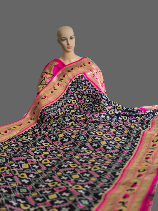 Kanchivaram Patola Pethani Silk Saree with Original Zari & Minakari Border – Buy from USA