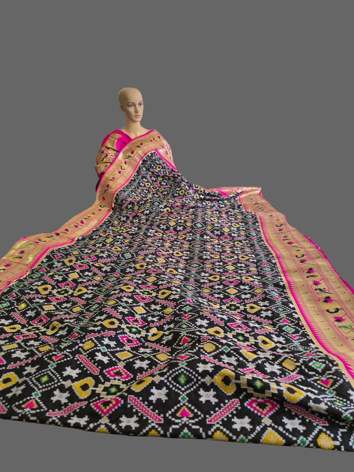 Kanchivaram Patola Pethani Silk Saree with Original Zari & Minakari Border – Buy from USA