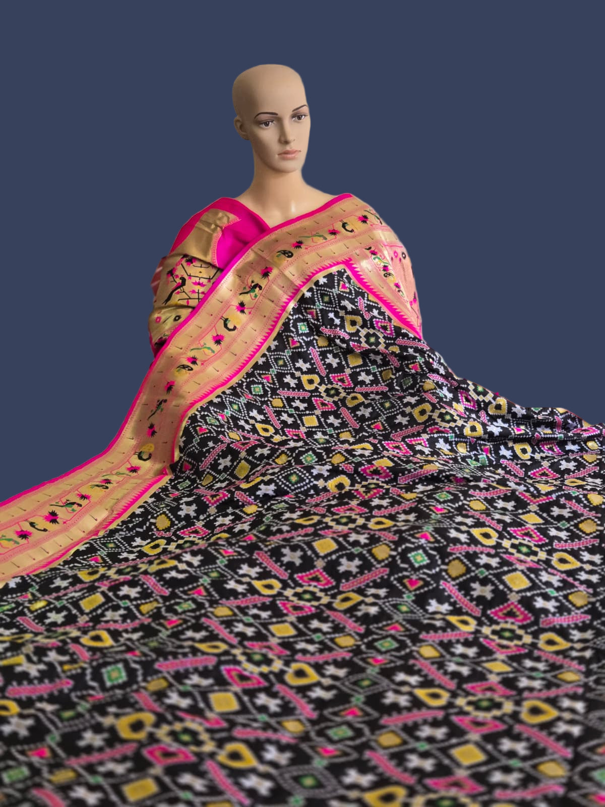 Kanchivaram Patola Pethani Silk Saree with Original Zari & Minakari Border – Buy from USA