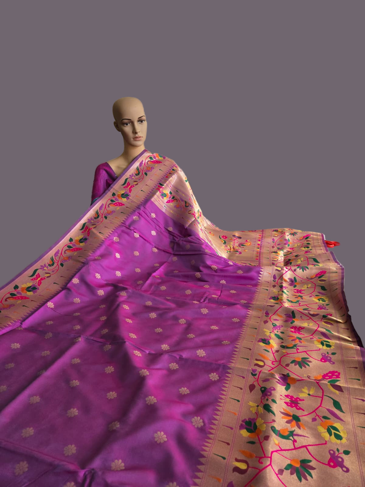 Kanjeevaram Paithani Silk Saree Buy from USA Magenta Pink