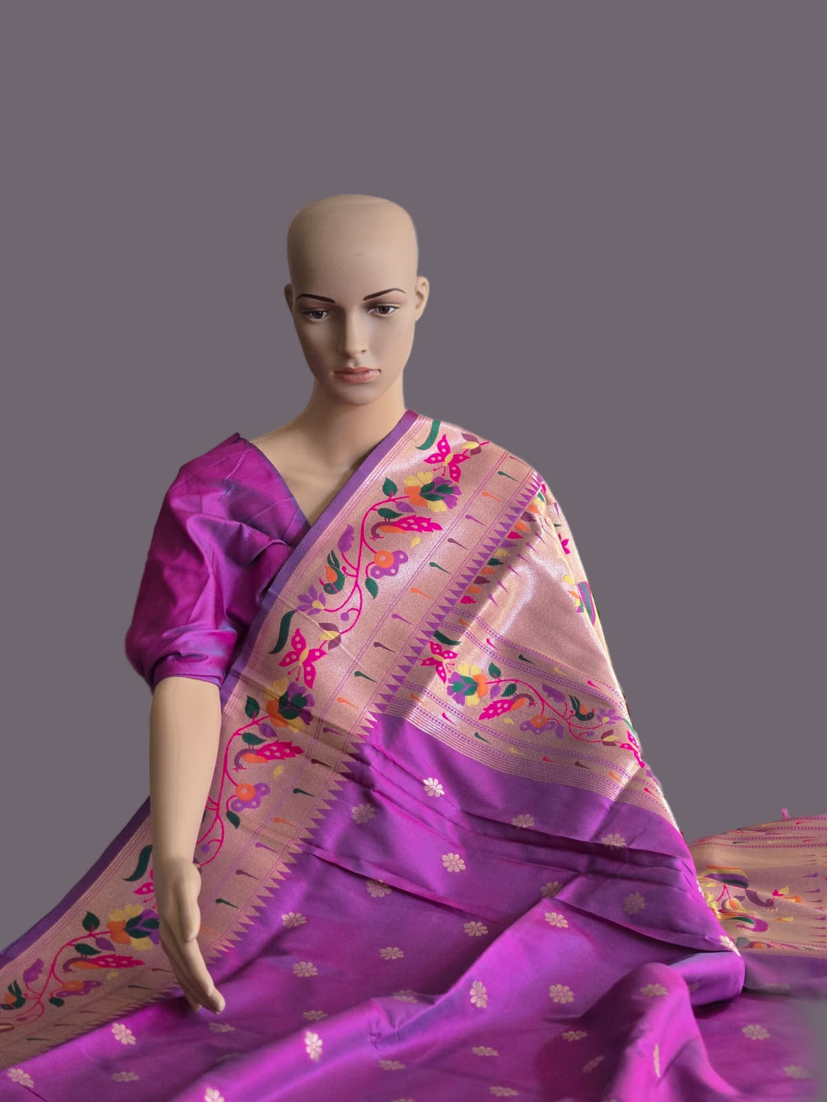 Kanjeevaram Paithani Silk Saree Buy from USA Magenta Pink