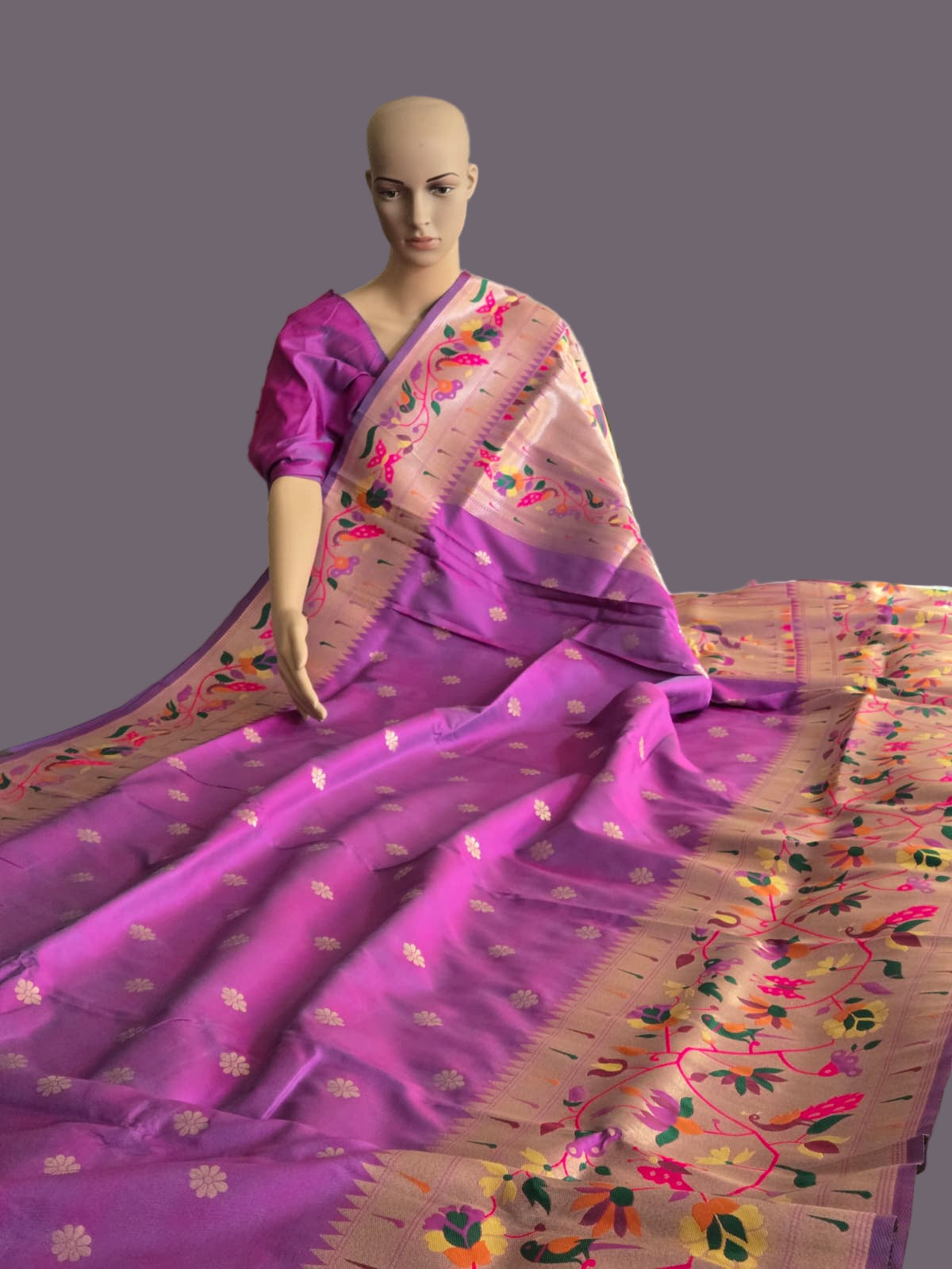 Kanjeevaram Paithani Silk Saree Buy from USA Magenta Pink