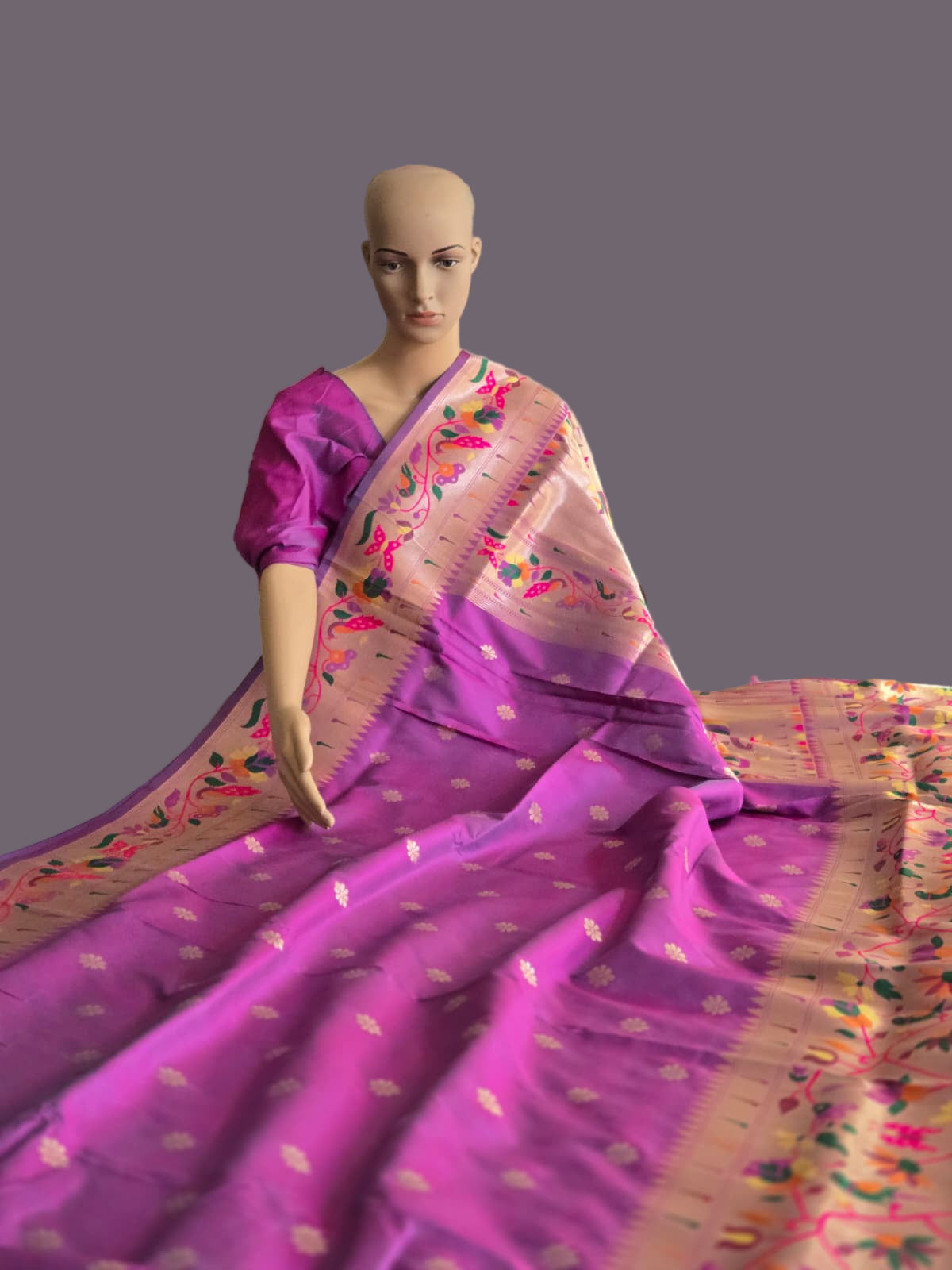 Kanjeevaram Paithani Silk Saree Buy from USA Magenta Pink