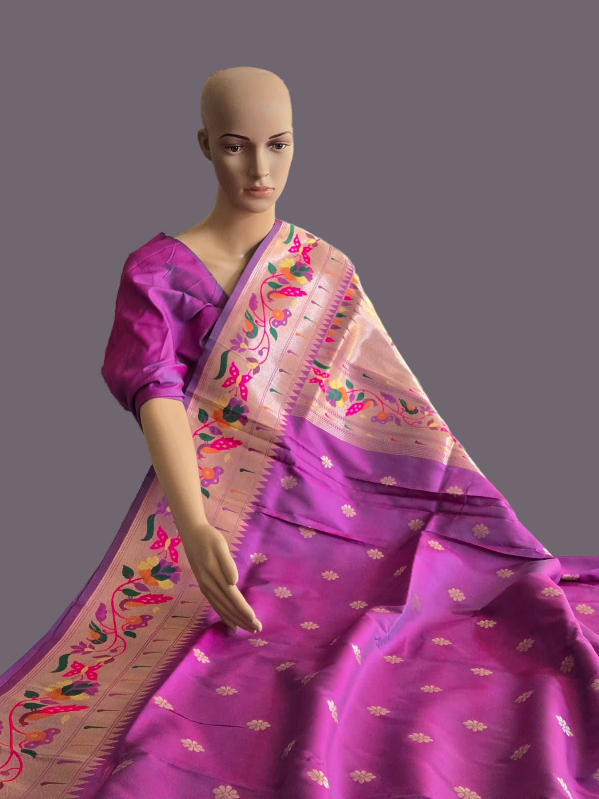 Kanjeevaram Paithani Silk Saree Buy from USA Magenta Pink