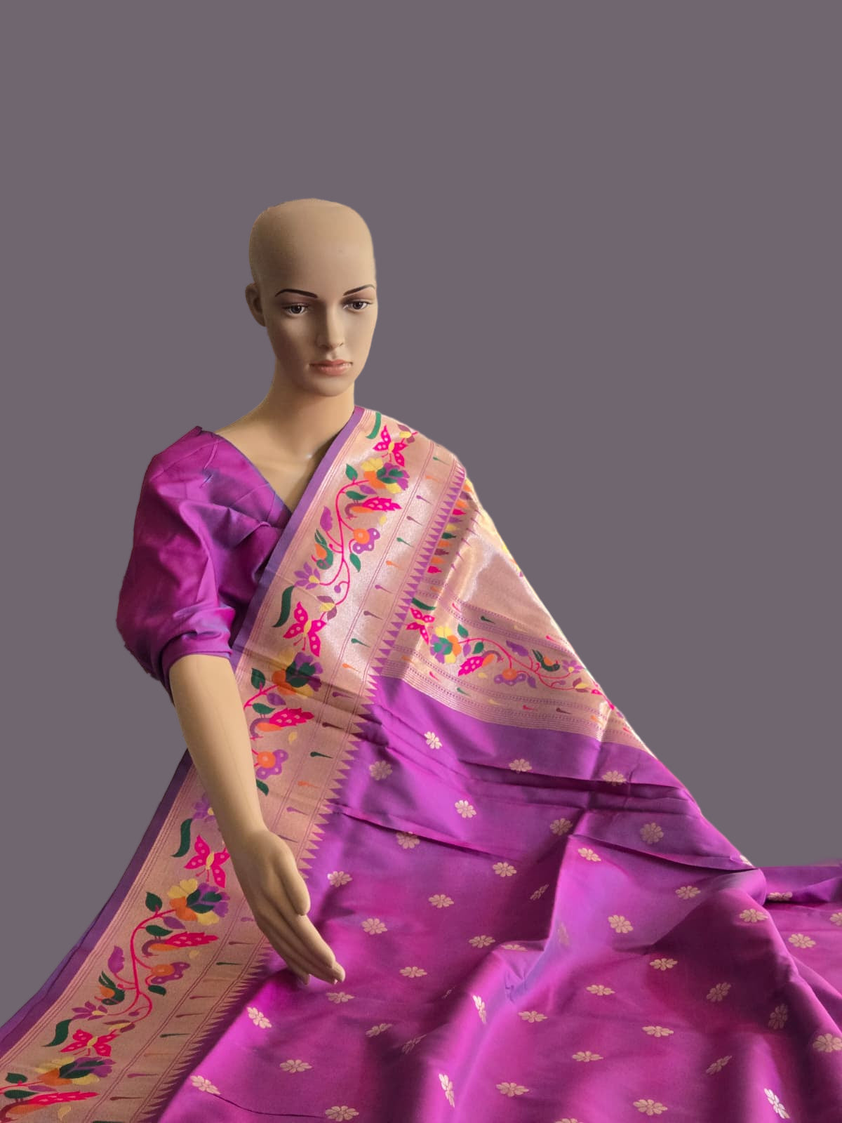 Kanjeevaram Paithani Silk Saree Buy from USA Magenta Pink