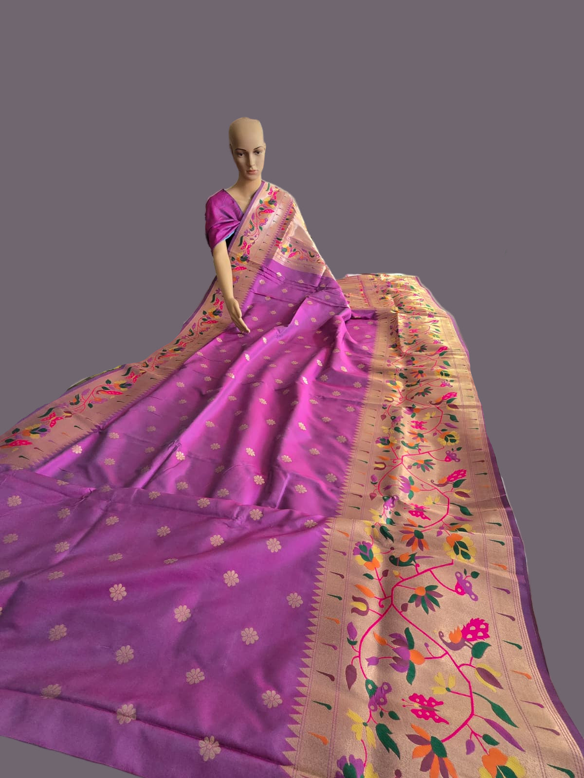 Kanjeevaram Paithani Silk Saree Buy from USA Magenta Pink