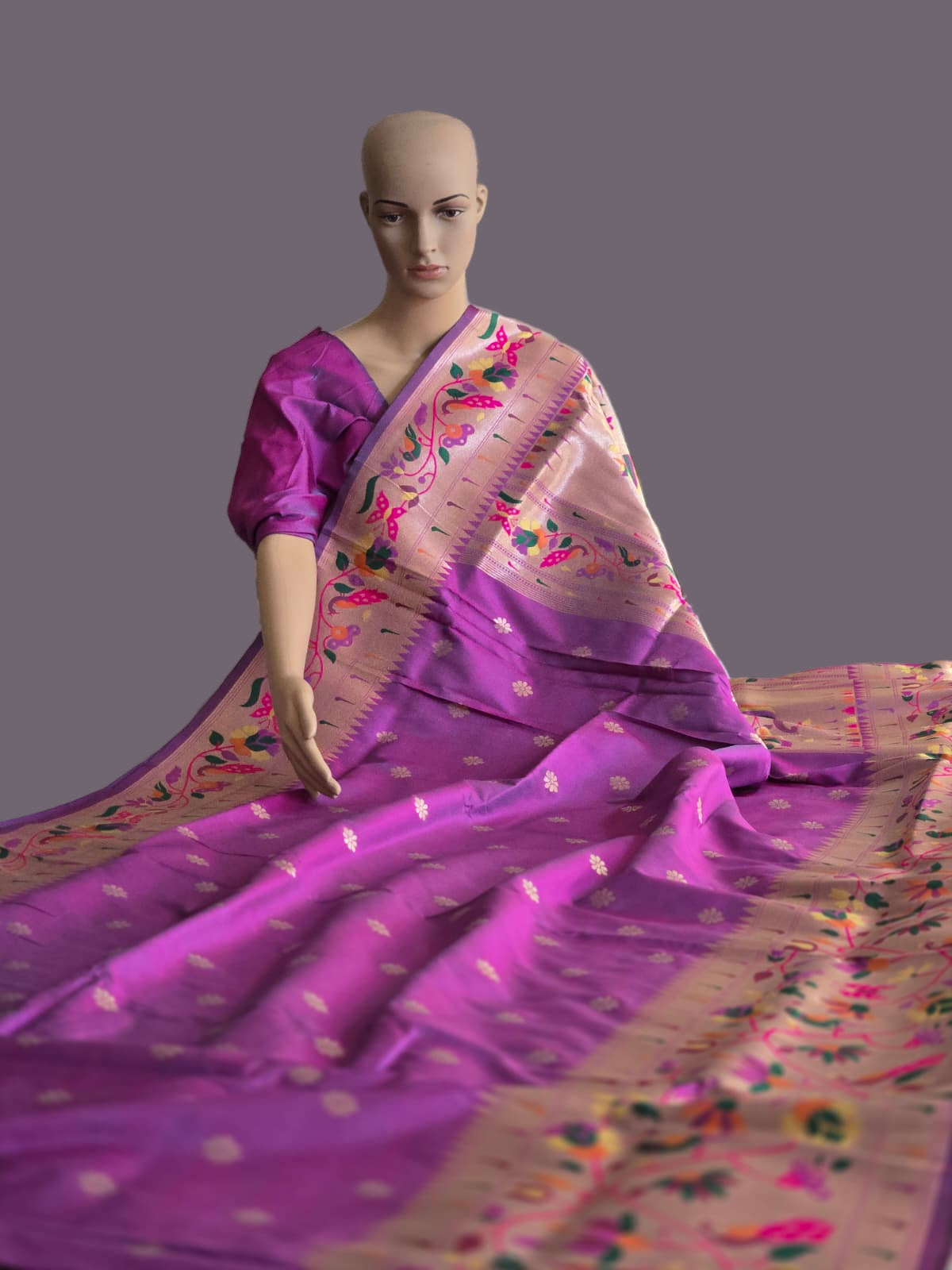 Kanjeevaram Paithani Silk Saree Buy from USA Magenta Pink