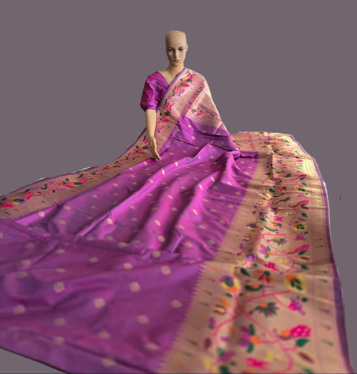 Kanjeevaram Paithani Silk Saree Buy from USA Magenta Pink