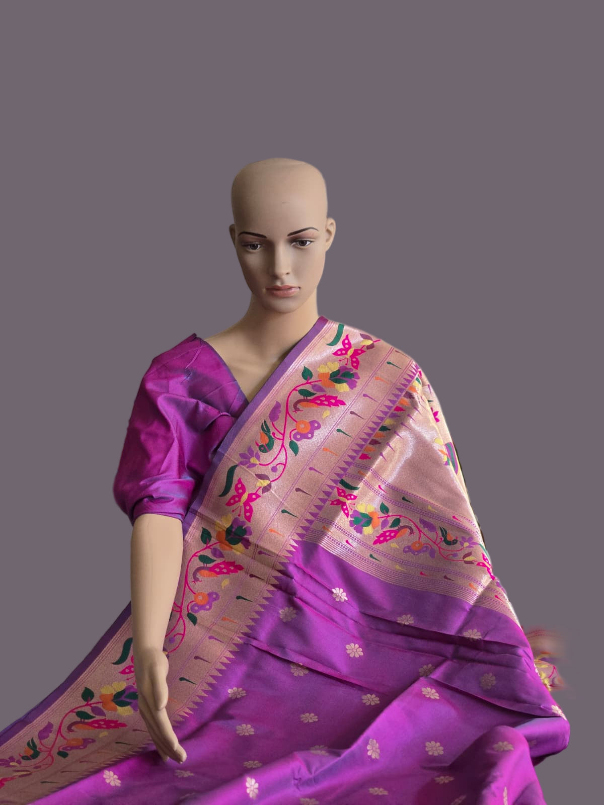 Kanjeevaram Paithani Silk Saree Buy from USA Magenta Pink