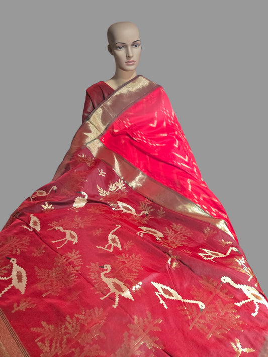Soft Silk Saree Zari Design Weaving Pallu – Ships from USA – Traditional Silk Saree for Weddings & Festivals- Red Saree