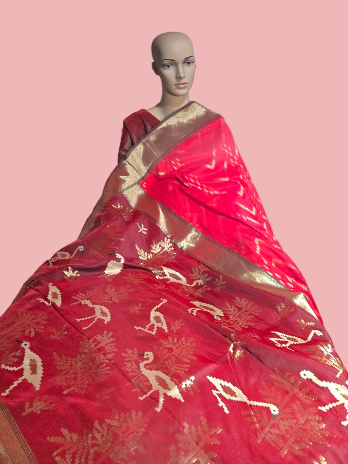 Soft Silk Saree Zari Design Weaving Pallu – Ships from USA – Traditional Silk Saree for Weddings & Festivals- Red Saree