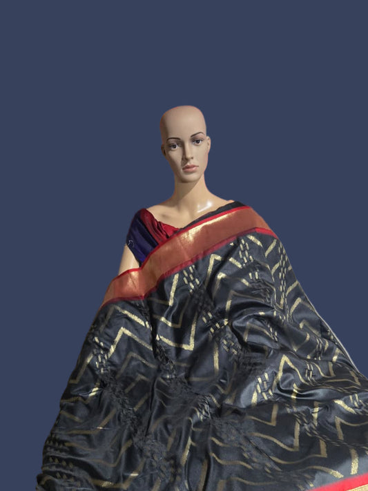 Zari Design Soft Silk Saree  Weaving Pallu – Ships from USA – Traditional Silk Saree for Weddings & Festivals- Black Saree
