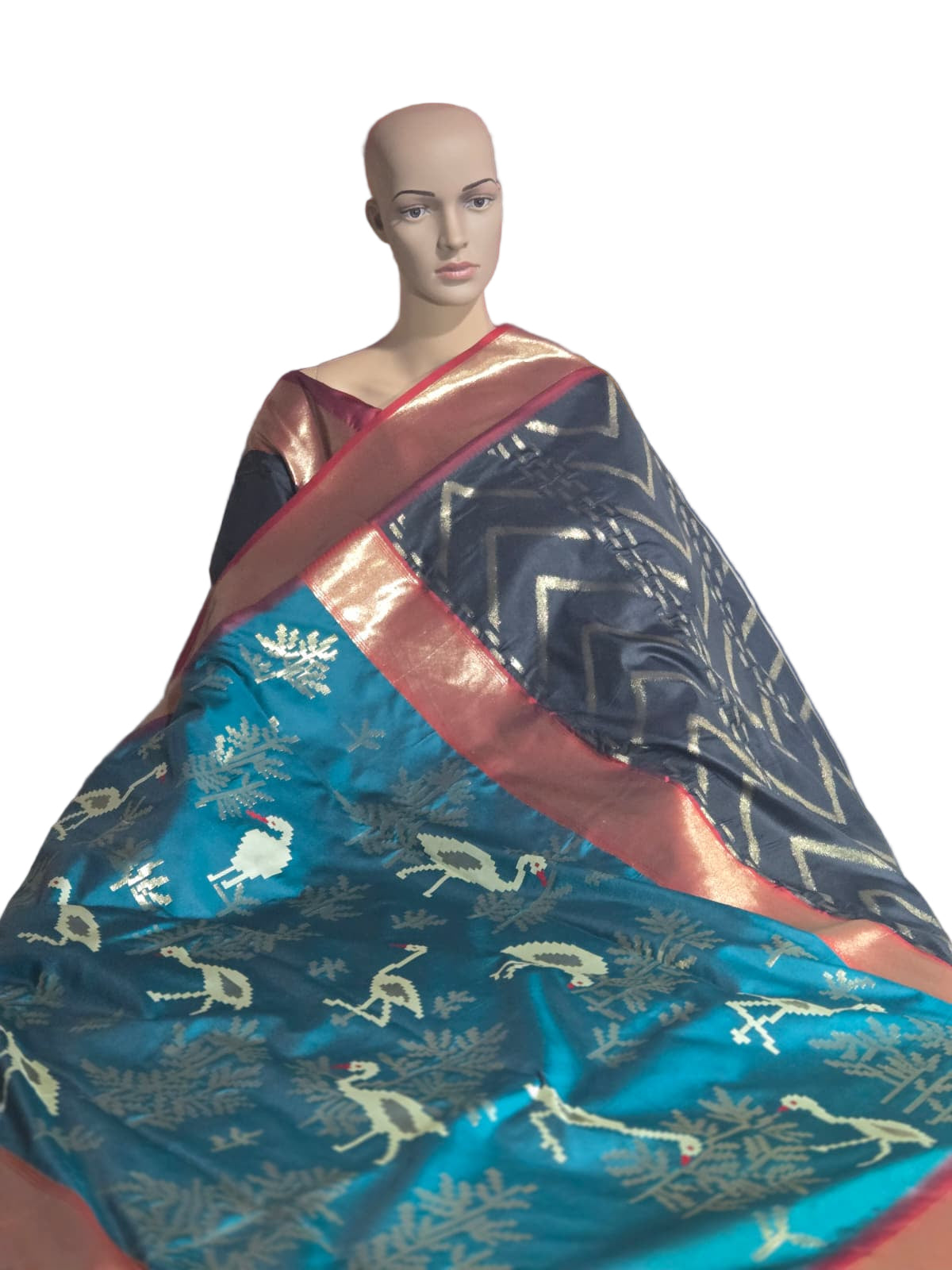 Zari Design Soft Silk Saree  Weaving Pallu – Ships from USA – Traditional Silk Saree for Weddings & Festivals- Black Saree