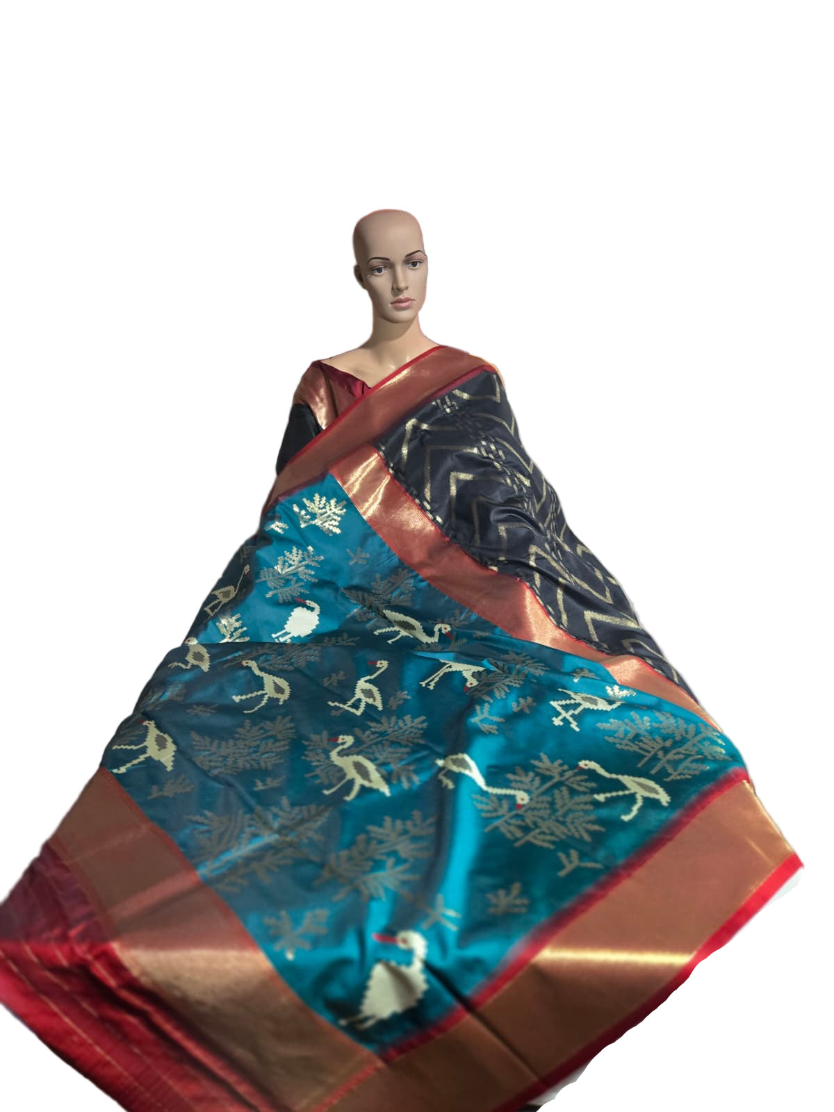 Zari Design Soft Silk Saree  Weaving Pallu – Ships from USA – Traditional Silk Saree for Weddings & Festivals- Black Saree