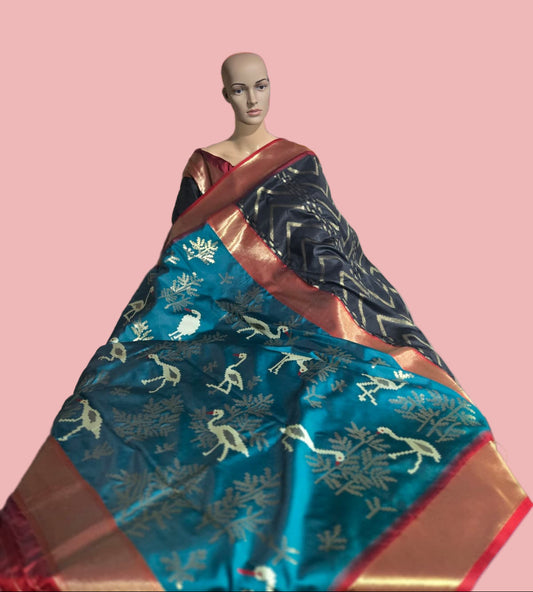 Zari Design Soft Silk Saree  Weaving Pallu – Ships from USA – Traditional Silk Saree for Weddings & Festivals- Black Saree