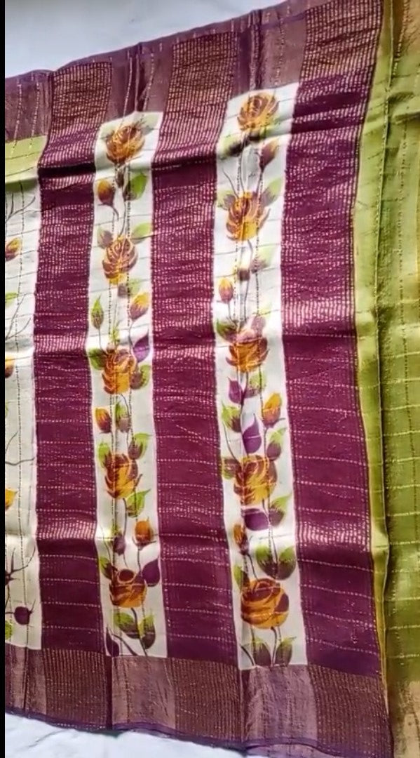 Pure Tussar Handloom Silk Saree Green