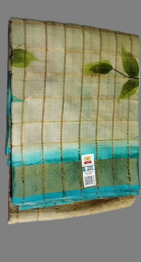 Pure Tussar Handloom Silk Saree Blue