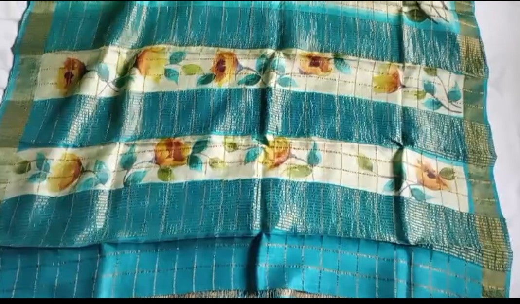 Pure Tussar Handloom Silk Saree Blue